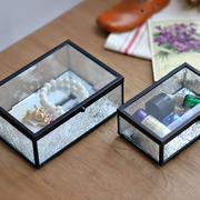 BAO ZAKKA 杂货出口复古竖纹玻璃镜面底有盖陈列展示收纳盒首饰盒