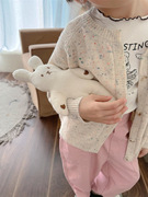 女童毛衣春秋款薄款儿童毛线衣(毛，线衣)开衫外套，宝宝洋气韩版针织上衣
