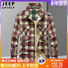 jeep吉普男士，休闲长袖格子衬衫纯棉春秋工装，衬衣上衣大码