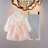 0-3岁女小童连衣裙套装，秋季洋气柔软女宝宝长袖两件套689个月