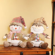 圣诞装饰品创意飘雪音乐娃娃摆件圣诞老人雪人礼物送女生