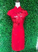  风FU系列3019(大红) 秋冬款 修身时尚 羊毛呢 旗袍