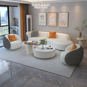 客厅电视柜沙发茶几组合套装家具弧形科技布小户型2023灰色