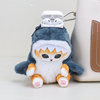 日系鲨鱼猫咪毛绒零钱包挂件可爱小猫耳机收纳包卡通玩偶公仔小包