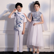 儿童中国风演出服六一合唱团诗歌朗诵国学，服古筝比赛表演礼服