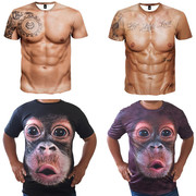 3D印花大猩猩短袖t恤男士搞怪滑稽猴子个性搞笑大码冰丝半袖衣服