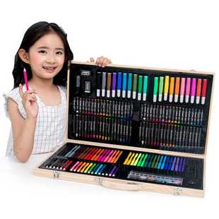儿童画笔水彩笔套装，绘画用品礼盒办公蜡笔，油画棒美术专用绘画套装