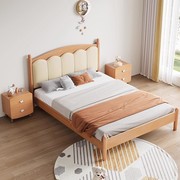 儿童床全实木男孩女孩，原木床1.2现代简约单人床，1.5软包床头小孩床