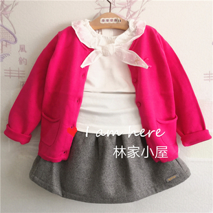 韩版阿卡邦儿童装女童宝宝春秋款针织衫长袖T恤半裙三件套装