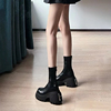 今年流行的小短靴，女2023厚底增高马丁靴粗跟高跟弹力瘦瘦靴靴