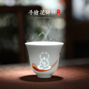 景德镇手绘茶杯陶瓷品茗杯单杯子主人杯玲珑瓷小茶杯功夫茶杯家用