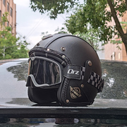 3c认证哈雷摩托车复古头盔男女机车，安全帽手工皮革，34盔电动车帽