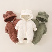 日本婴儿冬天衣服加厚加绒羽绒新生儿棉服宝宝冬装连体衣外出服饰