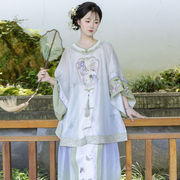 金多春夏季新中式国风印花圆领衫马面裙两件套清汉女上衣