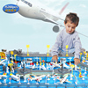 jeu玩具飞机模型仿真国际机场直升机客机场景套装，拼装模型礼物