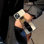 苹果15便携腕带手机壳iphone14promax保护套13压印手腕12硅胶套软苹果11皮壳x网红外壳7/8真皮带X壳适用于