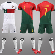 2022世界杯葡萄牙球衣7号c罗国家队主客场队服成人儿童足球服套装
