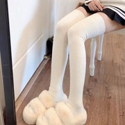 白色小腿袜女瘦腿美拉德穿搭秋冬2023过膝堆堆袜辣妹加厚保暖