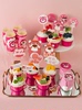 草莓熊主题派对生日甜品台儿童百天周岁蛋糕插件布丁瓶推推乐贴纸