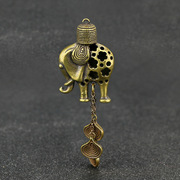 复古铜器挂饰纯铜铸造吉祥大象铜饰小挂坠钥匙扣，挂件创意风铃门饰