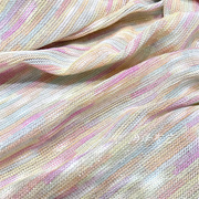 夏季柔美彩虹配色条纹，薄款针织弹力时装布料，吊带开衫连衣裙包包