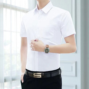 夏季薄款白色短袖衬衫商务，男士职业上班衬衣，韩版寸衫修身半袖衬衫