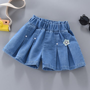 女童软牛仔短裤夏季薄款儿童，韩版宽松热裤，2023中小童女孩裤子