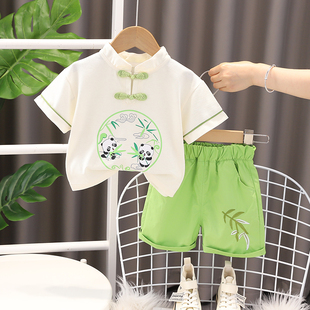 婴儿衣服夏季洋气中国风，短袖套装薄款一岁6七8九个月男女宝宝夏装