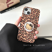 hello studios小众时尚豹纹kitty支架手机壳适用苹果14promaxiPhone13pro全包13软壳12女款11