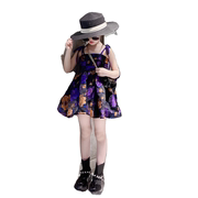 女童连衣裙2024夏季韩版时尚洋气吊带公主沙滩紫色蓬蓬裙