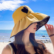 鱼夫女帽渔夫帽黑胶遮阳防晒帽子，太阳帽女夏季高级感大头围紫外线