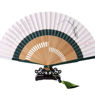 杭州王星记扇子中国风，古典水墨漆边二节棉布扇女式折扇工艺扇