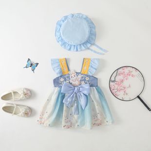 女童汉服旗袍1-2岁婴幼儿夏季宝宝连衣裙3-6个月连体衣公主包屁衣