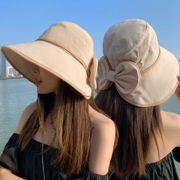 帽子女夏季防紫外线遮阳帽大沿渔夫帽可折叠户外百搭显脸小太阳帽