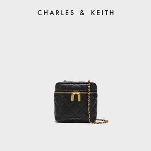 CHARLES＆KEITH秋季女包CK2-80271114绗缝菱格拉链斜挎小盒子包