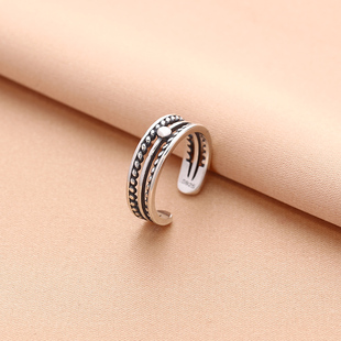 纯银复古尾戒小指戒指女s925银，小众设计轻奢复古多层个性单身指环