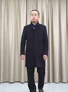 藏蓝中长款大衣男 93.6羊毛山羊绒 普洛克23冬 立领商务休闲外套