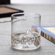 颜值玻璃威士忌啤酒杯 直身透明玻璃观山藏山杯家用果汁层杯