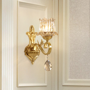 欧式全铜轻奢水晶壁灯床头灯简约过道背景墙卧室网红灯饰