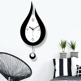 创意欧式水滴静音摇摆挂钟客厅个性时尚钟表现代简约卧室石英挂表