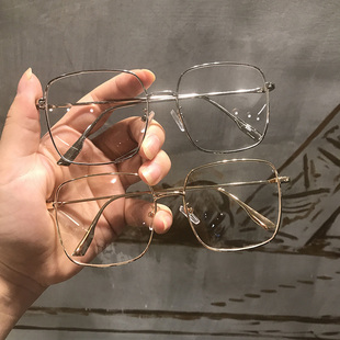 韩版方框眼镜框女ins大框镜架复古四方形金属平光镜可配近视眼镜
