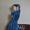 WYZ盖盖设计感孔雀蓝网纱连体衣穿搭修身打底高龄气质爵士网纱衣