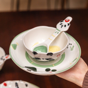 熊猫陶瓷碗家用特别好看的米饭碗，可爱个人儿童专用餐具吃饭沙拉碗