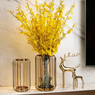 轻奢玻璃花瓶摆件创意客厅干花，插花花艺现代玄关电视柜餐桌装饰品