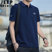 jeep吉普短袖t恤男polo衫，夏季休闲上衣，翻领体恤大码男装半袖2024