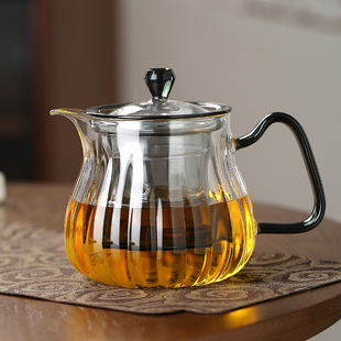 耐高温玻璃茶壶红茶煮茶壶，带过滤绿茶壶，家用单花茶壶泡茶茶水分离