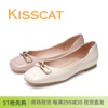 KISSCAT接吻猫2023新方头平底漆皮低跟女单鞋KA43103-11