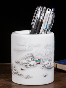景德镇陶瓷器现代时尚家居创意实用瓷笔筒办公室用品装饰摆设