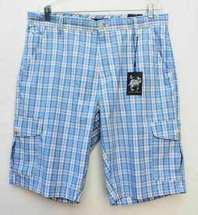 美国进口ageofwisdom全棉薄，款浅蓝色格子，美式男士夏季休闲短裤
