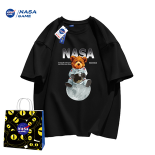 NASA GAME联名款2024纯棉短袖t恤男女儿童潮牌童装T恤